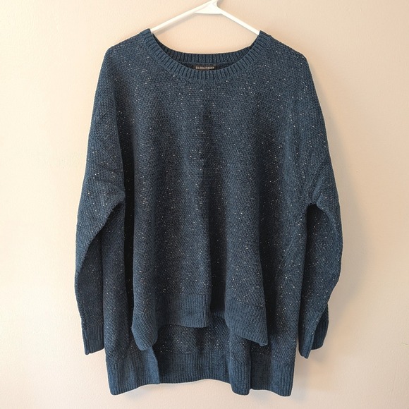 Eileen Fisher Sweaters - NWT $298 Eileen Fisher Tweedy Organic Cotton Crew Neck Box Top Blue Spruce Sz 1X